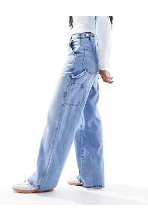 Stradivarius Carpenter jean with adjustable waist in light wash