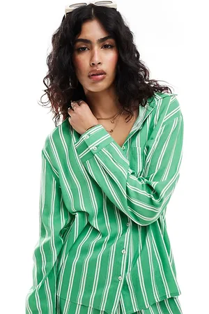 Esmée Esmee oversized long sleeve stripe beach shirt co-ord in