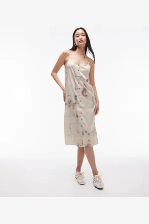 Topshop Button down cami knee length in bleached check