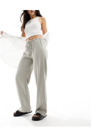 Pull&Bear High waisted linen trousers in light