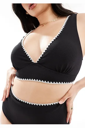 In The Style High waist contrast stitch bikini bottom co-ord in