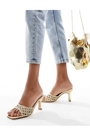 Raid Morella woven kitten heel mules in gold
