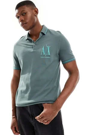 Armani Exchange Large logo tipped pique polo in dark