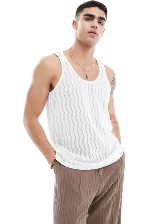 ASOS Relaxed scoop neck vest in sheer zig zag in