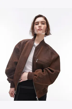Topshop Real suede bomber jacket in