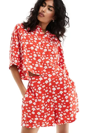 ASOS Boxy shirt in red floral print
