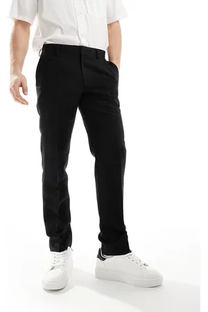 River Island Slim fit smart linen trousers in