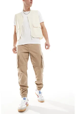 Only & Sons Cuffed cargo trousers in stone