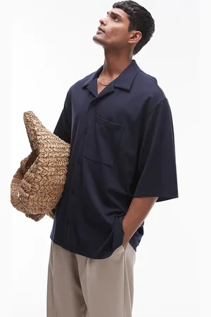 Topman Premium extreme oversized fit button through jersey polo in