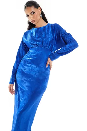Flounce London Satin maxi dress with kimono sleeve in
