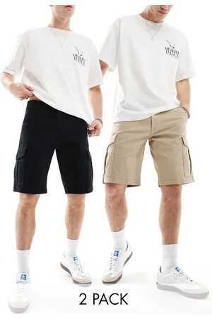 JACK & JONES 2 pack cargo shorts in & beige