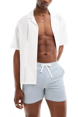 Pull&Bear Seersucker stripe swimshort in