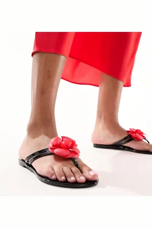 South Beach Flower flip flops in with red rose