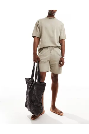 Pull&Bear Distressed hem co-ord short in camel