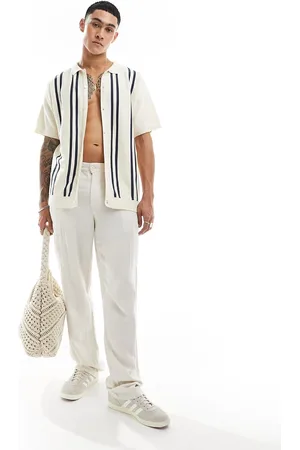 New Look Striped button through polo in