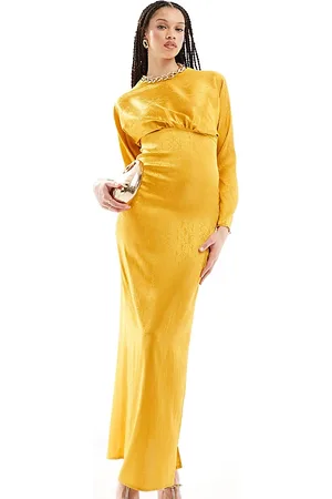 Flounce London Satin maxi dress with kimono sleeve in