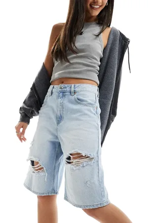 Stradivarius Denim jort with rips in light