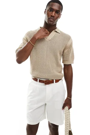 Pull&Bear Textured knitted revere polo in