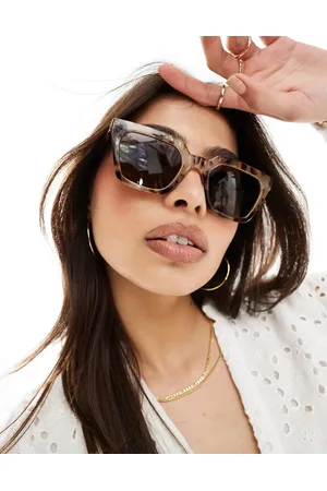 Pieces Square cat eye sunglasses in light tortoiseshell frame