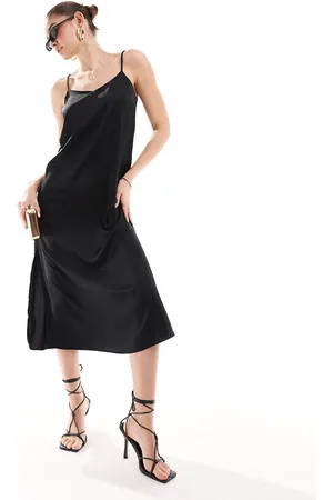 New Look Plain satin strappy midi dress in