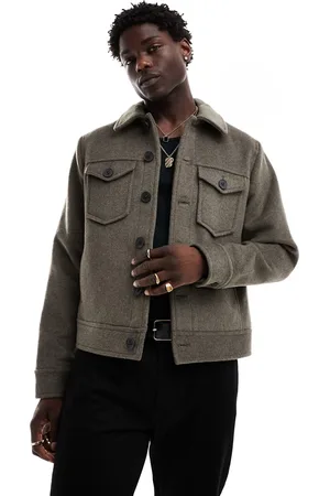 River Island Studio premium wool jacket in dark grey