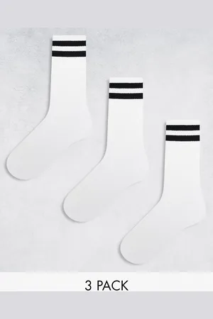 New Look 3 pack stripe sport socks in