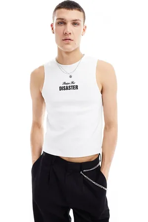 ASOS Muscle vest in with text chest print