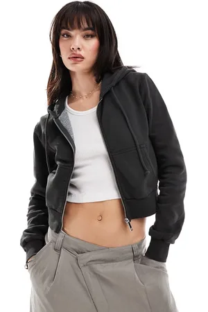 Cotton On Cotton On crop zip front hoodie in washed