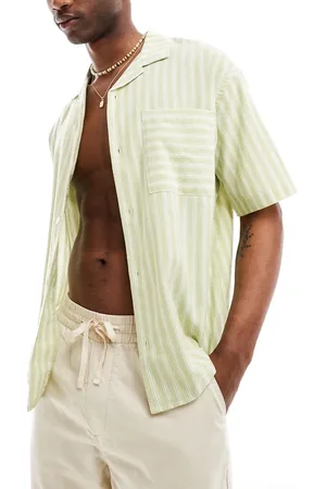 Pull&Bear Stripe revere neck shirt in