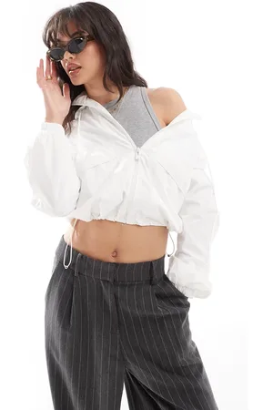 Pull&Bear Boxy nylon look hooded jacket in