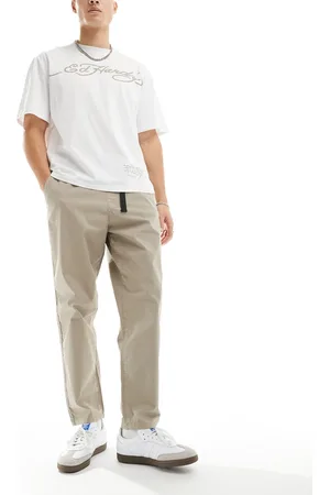 Denim Project Tapered trousers in light beige with belt detail