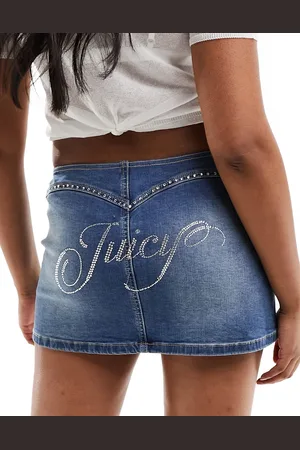 Juicy Couture Diamante stretch denim micro skirt in mid