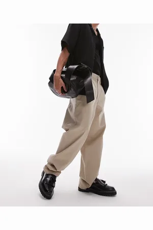 Topman Wide leg chino trousers in stone