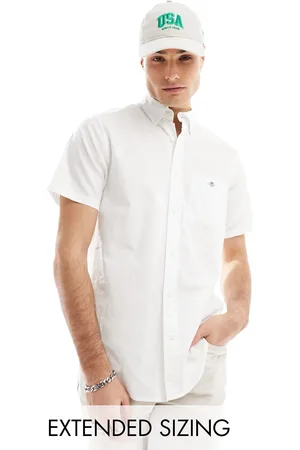 GANT Shield logo short sleeve cotton linen shirt in