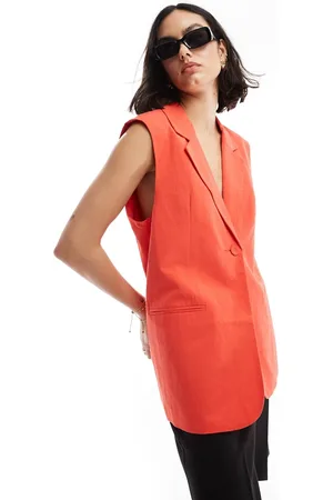 ASOS Sleeveless tailored blazer with linen in