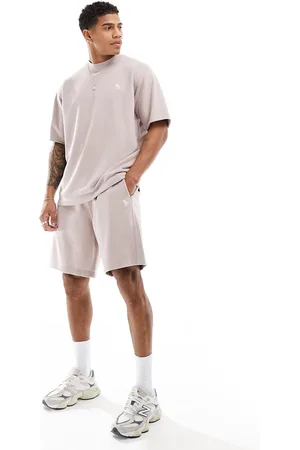 Abercrombie & Fitch Icon logo french terry sweat shorts in taupe co-ord