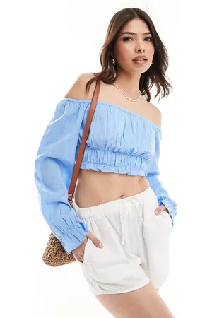 Stradivarius Textured off shoulder top in