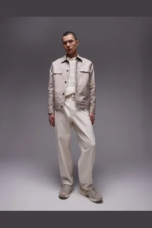 Topman Wide leg chino trousers in ecru