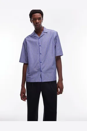 Topman Short sleeve boxy stripe shirt in