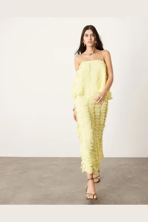 ASOS Textured circle maxi skirt co-ord in lemon