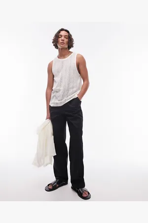 Topman Premium wide leg with pleat trousers with draw string in