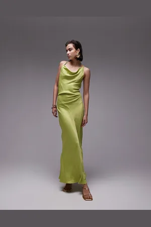 Topshop High square neck maxi dress in apple