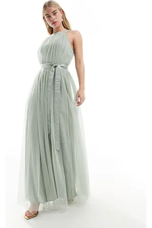 ANAYA Bridesmaids halter neck maxi dress in sage