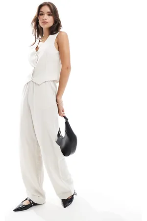 Y.A.S Linen touch wide leg trouser co-ord in sand