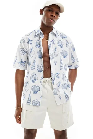 Only & Sons Relaxed fit shirt with shell print in off