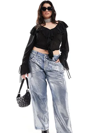 ASOS ASOS DESIGN Curve baggy boyfriend jean in metallic silver