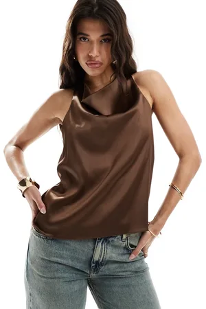 River Island Satin halterneck top in