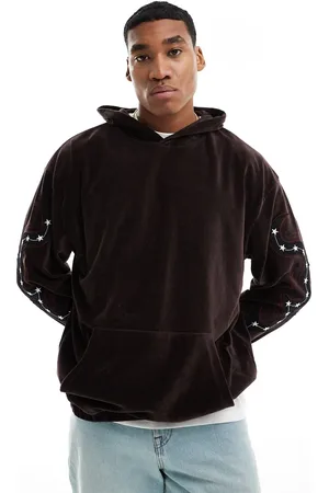 ASOS Oversized hoodie in velour with sleeve embroidery