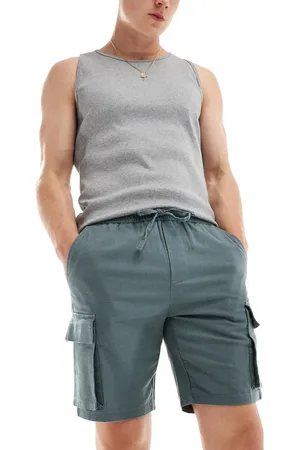 Only & Sons Pull on linen mix cargo short in teal