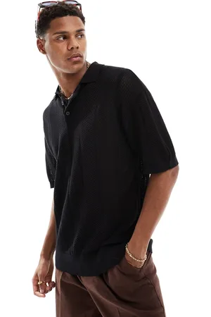 Pull&Bear Open weave knitted polo in